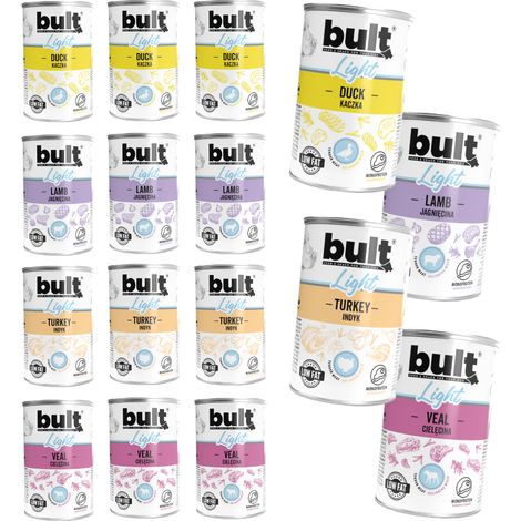 BULT LIGHT Nassfutter für Hunde, Geschmacksmischung, Dose 12 x 400 g (1/4)