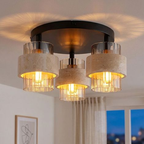 LED Deckenleuchte Deckenlampe Wohnzimmerlampe 3-flammig schwarz Glas D 37,5 cm (1/5)