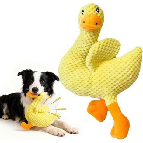 Un canard en peluche, un jouet couineur anti-stress pour chiens, doux et résistant, adapté aux chiots et aux chiens de petite et moyenne taille. (1/5)