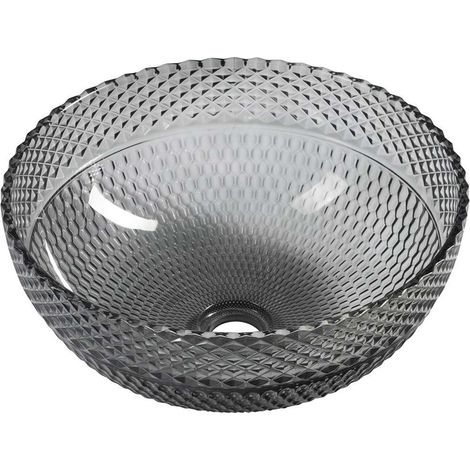 Sapho Beauty - Lavabo da appoggio, diametro 40 cm, senza troppopieno, nero/vetro TY310 (1/5)