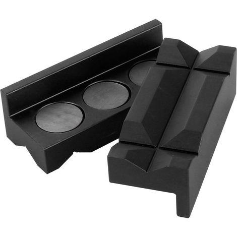 Jaw Protection Pad - Aluminum Alloy - Magnetic Back - For Vise Jaws - Flat And Slotted Design - 102 X 41 X 31 Mm - 2 Pieces (1/5)