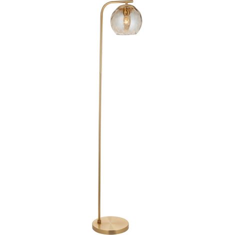 Endon Dimple Lampada da terra completa, piastra in ottone satinato, vetro champagne lustro (1/5)