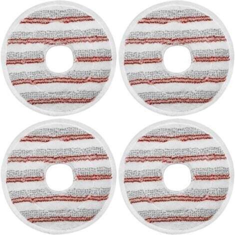 4 red cleaning pads compatible with Vileda Spin and Clean Mop refills, washable and reusable microfiber cleaning pads
