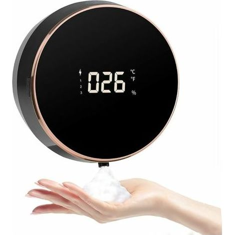 royaluxe -Distributeur de savon automatique à 3 niveaux - Réglable et rechargeable - 300 ml - Distributeur de savon électrique avec fonction diffuseur pour huiles essentielles (noir) (1/5)