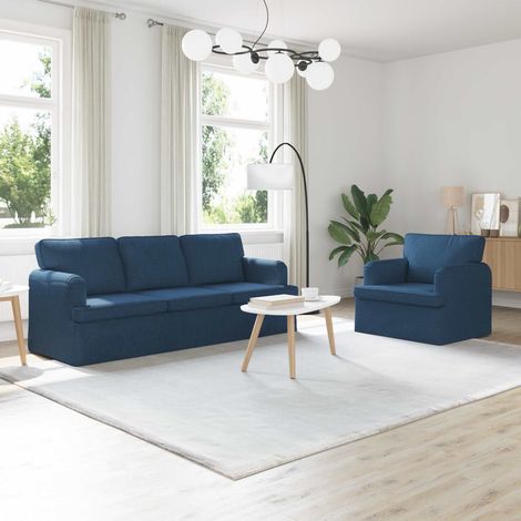 Sofa Set 2 pcs Blau 201 x 80 x 85 cm Stoff (1/5)