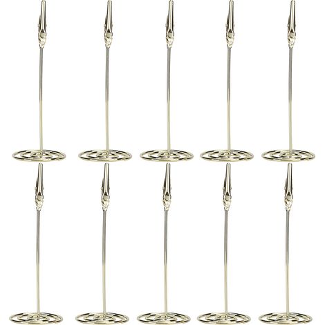10 Porte-cartes métalliques dorés pour table, clips de bureau pour photos et messages, supports de carte professionnels en métal (1/5)