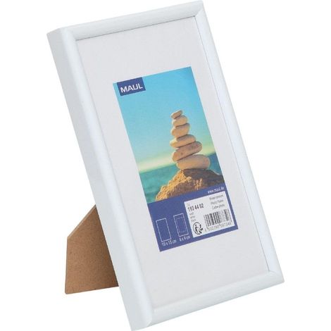 Cadre Photo 10 x 15 cm, Cadre Photo en Plastique pour Format Portrait ou Paysage, avec Passe-Partout, Cadre Interchangeable à Poser, Idéal pour Photos et Collages, Blanc (1/5)