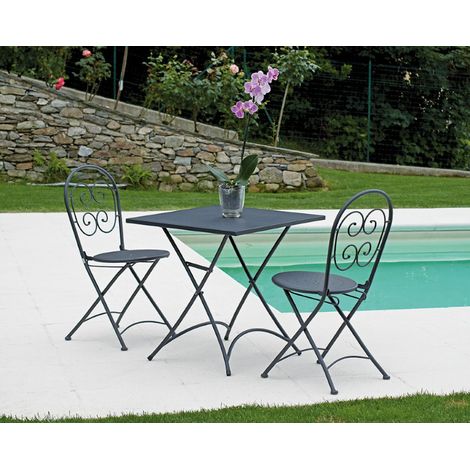 Tavolo quadrato pieghevole in ferro color antracite 70x70 cm MALIGI HOME MG/POSEIDONE Ferro (1/5)
