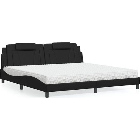 vidaXL Lit Viana avec matelas noir 200x200 cm similicuir (1/5)