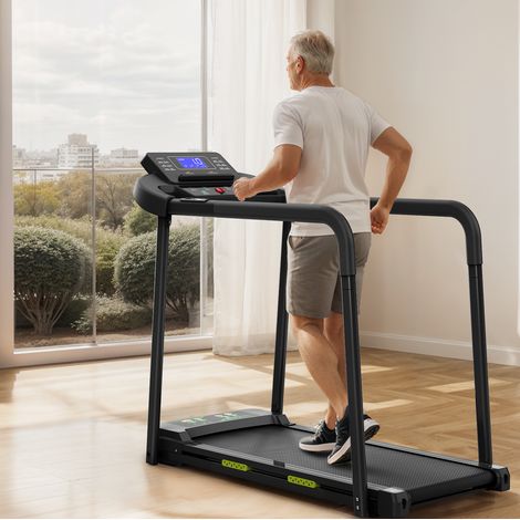 Cinta de correr para mayores, pantalla LED, asas largas, carga 135 kg OKMYHOME