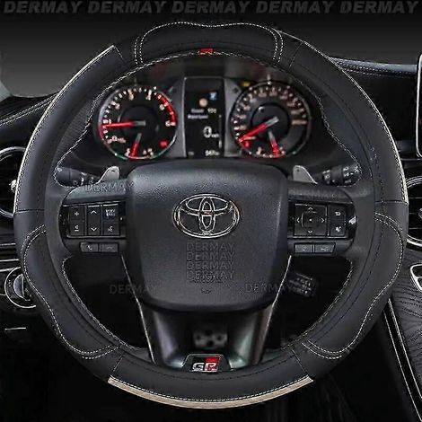 Housse de volant en cuir véritable pour Toyota Hilux Pickup (1968-2023), style sport, couleur beige. (1/4)