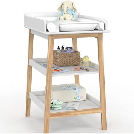 Idmarket – Table à langer avec 2 étagères – Dimensions 68x56.5x97.5 cm – MDF et panneaux de particules – Plan à langer H. 87 cm (1/5)