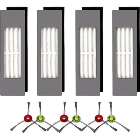 Accessoires pour Deebot T8, Pièces Rechange pour Deebot N8, 4 Filtres et 6 Brosses LatéRales Compatible pour Ecovacs Deebot Ozmo 9 (1/4)