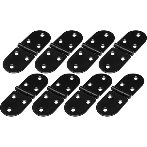 bisagras plegables para mesa con borde redondeado, bisagra abatible, solapa negra, bisagra para muebles de exterior, 8x3cm, material de hierro. (1/5)
