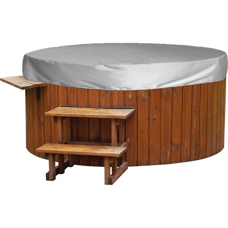 Housse de baignoire ronde imperméable d'extérieur en taffetas de polyester argenté (190 mm), housse anti-poussière pour auvent extérieur, housse imperméable et résistante aux produits chimiques d'usag (1/5)