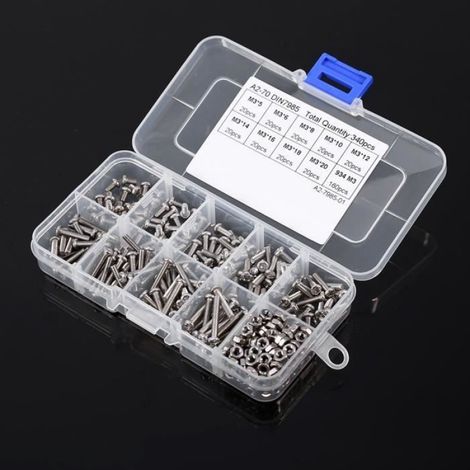 Boulons en acier inoxydable - - M3 - Lot de 340 pièces - Résistants à la corrosion - Pratique (1/4)