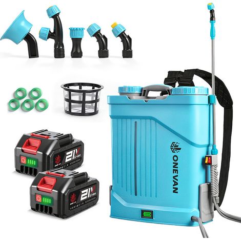 ONEVAN Pulvérisateur électrique 20L, Pulvérisateur à pression 80psi, 2 batteries 4 Ah,Lance télescopique 73-104 cm,pour Végétaux jardin toitures (1/5)
