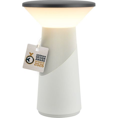 Briloner LED Tischlampe Kabellos 15x24cm 2,6W 200lm 2700K Warmweiß Dimmbar Design Award Lichtgrau - Tischleuchte Wohnzimmer Schlafzimmer Balkon