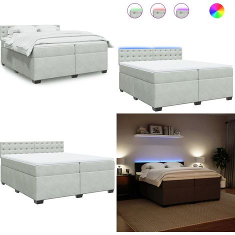 Boxspringbett mit Matratze Hellgrau 200x200 cm Samt - Boxspringbett - Samtbett - Doppelbett - LED Beleuchtung - Matratzenauflage - Home & Living (1/5)