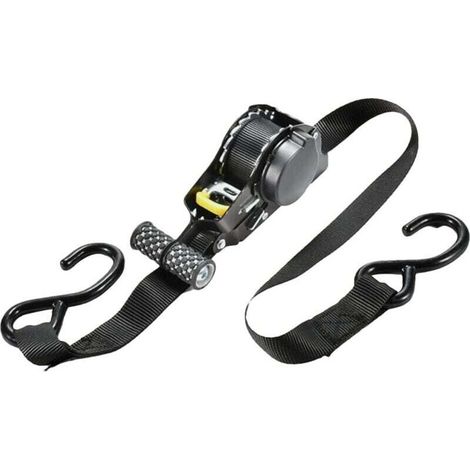Sangle à cliquet rétractable – Sangle d'arrimage rétractable automatique pour charges lourdes, remorques, voitures, motos – Capacité 680 kg, 330 x 17 cm