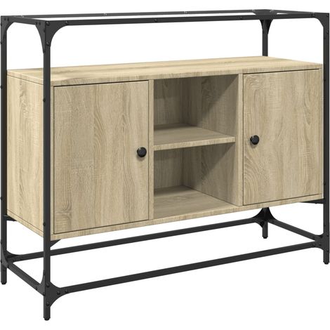 Credenza Credenza Comò Armadietto Organizzatore Cucina Soggiorno Soggiorno con piano in vetro Sonoma MDF Marrone 020029766