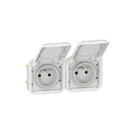 Enchufe doble Legrand Plexo 2x2P T blanco IP55 resistente agua