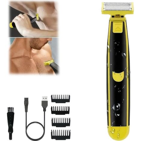 Tondeuse à poils pubiens pour hommes, épilateur électrique pour l'aine, rasoir pour femmes, noir et jaune, ABS-AquaForge