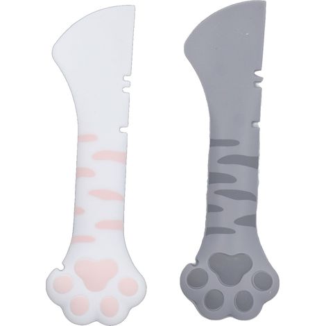 Lot de 2 cuillères à croquettes pour chat, en silicone durable et sûr, avec tête incurvée, pour ouvrir facilement les boîtes de nourriture pour chat, idéales pour la maison et les voyages (chats Ragdo (1/5)