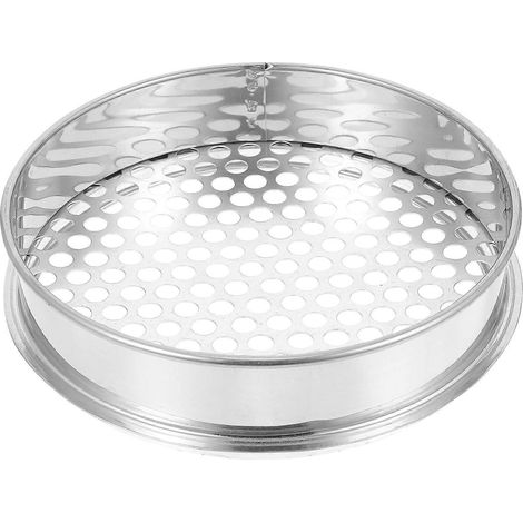 Tamis à terre en acier inoxydable de 20 cm, trous ronds de 10 mm, pour le tamisage et le filtrage du sol. Fournitures de jardinage.-20X5cm-Silver (1/3)