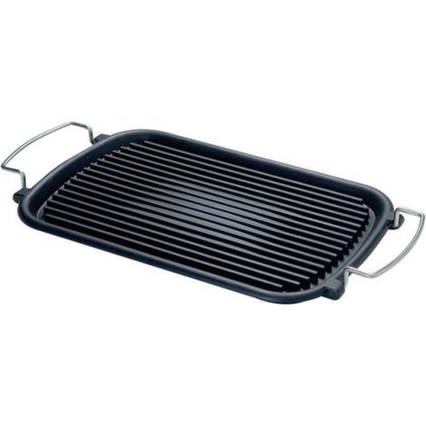 Bistecchiera rettangolare in ghisa smaltata con 2 maniglie - Misura 24x37 cm - Piastra Nera a induzione e antiaderente (1/4)