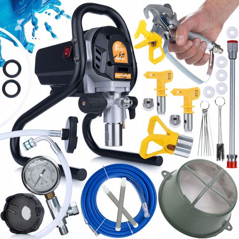 Rosfix EcoFlow 1200 – Airless Farbspritzgerät Set 1200W 1,7L/min 20MPa Düsen 515/513 Sprühlanze 30 cm 10 m (1/5)