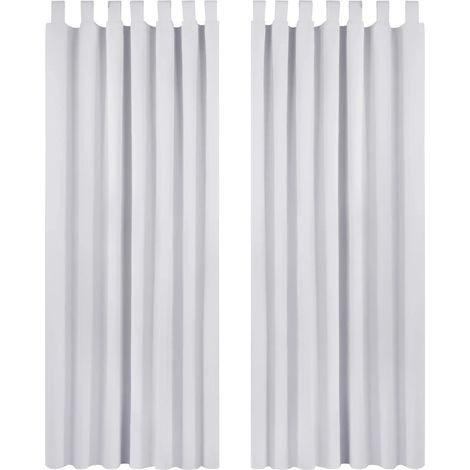 2 pièces Rideaux Occultants à Pattes sans Perçage Rideaux Salon Design Moderne Thermique Isolant Froid et Chaud Blanc Pâle Gris 140x280cm (1/5)