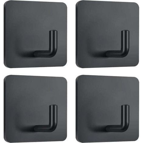 Selbstklebende Haken für Handtücher, Kleider, Mäntel, Edelstahl, 4er-Set, Schwarz (1/4)
