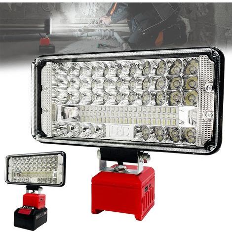 Akkubetriebene, kabellose LED-Arbeitsleuchte (18 V), 90 W, 6800 lm, kabellos mit USB- und Typ-C-Anschluss, LED-Arbeitslampe für Baustellen und Reparaturen (1/5)
