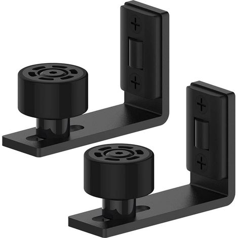 2 Guides Plancher Inférieurs Noir, pour Porte Coulissante Bois (1/5)