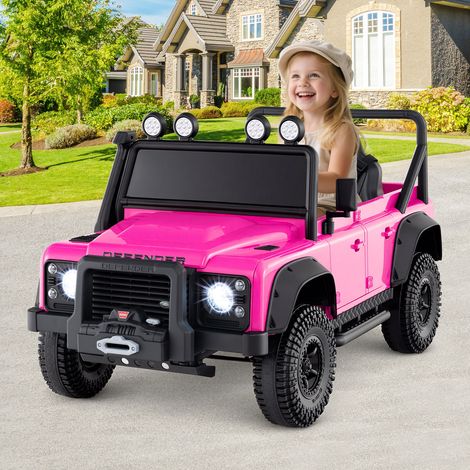 Voiture électrique enfant rose avec télécommande parentale, phares LED, ceinture et suspension pour jardin, parc et plein air (1/5)
