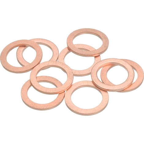 9Pcs Rondelle Métal Plate, M14 Rondelles Cuivre Joint, 14mm ID, 20mm OD, 1.5mm D'Épaisseur D'Étanchéité Cuivre Kit Rondelles Écrasées Assortiment Pour Boulons Vis Réparation (1/5)