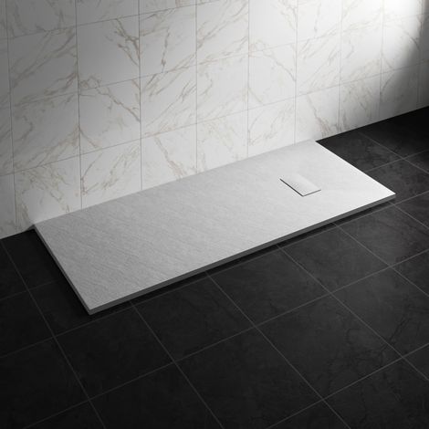NRG 1800 x 700mm SMC White Rectangle Slate Effect Bathroom Shower Tray