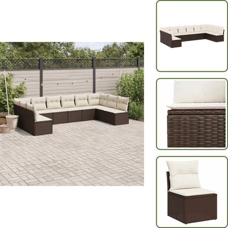 Salon de jardin 10 pcs avec coussins marron résine tressée - Salon De Jardin - Canapé Extérieur - Meuble De Jardin - Salon D'extérieur - Ensemble De Canapés (1/5)