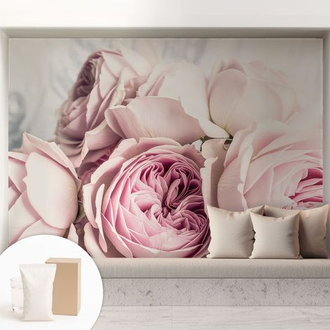 Papier peint intissé à motifs décoratifs pour salon chambre et bureau Décoration murale élégante avec colle Roses roses 208x146 cm (1/5)