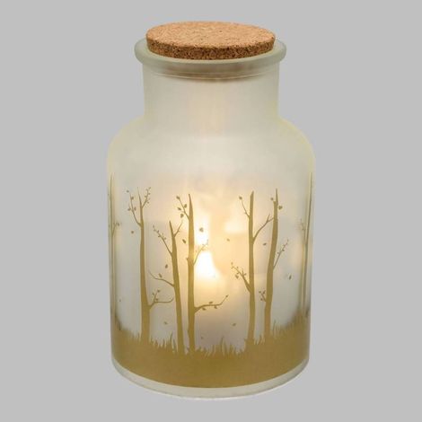 Vase lumineux en verre LED rennes de noel à piles h25cm