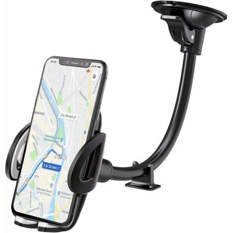 Support Telephone Voiture Ventouse Support Portable Voiture pour Pare-Brise avec Rotation 360° pour Smartphone, GPS Appareils (1/4)