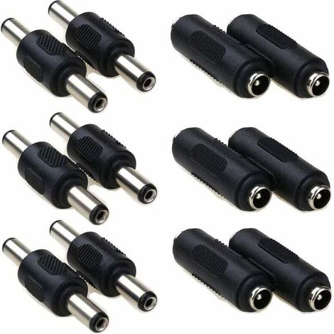 CC-Stromanschluss 5,5 x 2,1 mm, Stecker auf Stecker, zylindrischer DC 5,5 x 2,1-Stecker auf Buchse, für Videoüberwachungskamera, Automonitor, 12 Teile (1/5)