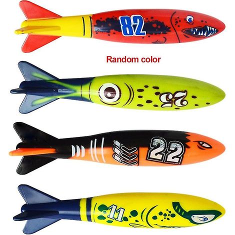4pcs Torpedo Rocket Diving Game Toy Set Summer Dive Underwater Throwing Children (1/4)