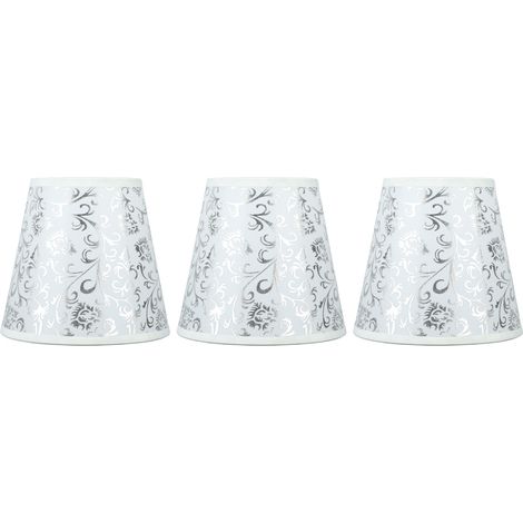 Abat-jour en tissu à clipser, Installation moderne, abat-jour en tissu pour ampoule E14, lustre, Table, 3 pièces, argent