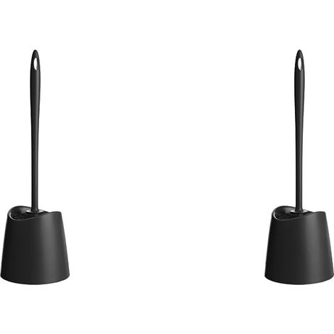 Standard-Toilettenbürste – 2er-Pack – Schwarzes Polypropylen – Ergonomische Reinigung – Für alle WC-Modelle – 12 x 12 x 38 cm (1/3)