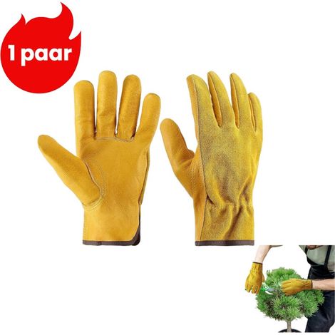 Gants de travail antidérapants résistants à l'usure et aux perforations pour conduite chantier jardinage bricolage et travaux manuels couleur jaune (1/5)