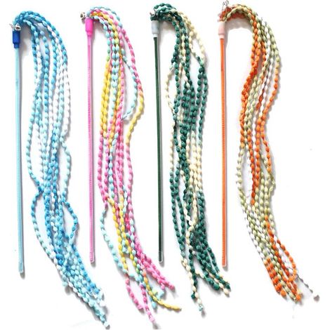 Varitas interactivas para gatos, juego de 4, de peluche con cascabel y función de vibración (multicolores)
