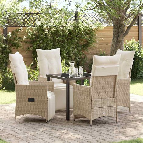 Ensemble de salle à manger pour jardin 5 pcs-Salon de jardin Beige polyrotin 131117 (1/5)