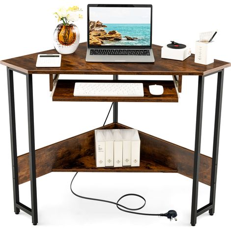 COSTWAY Corner Desk Small Computer Desk Triangle Laptop Workstation (1/5)